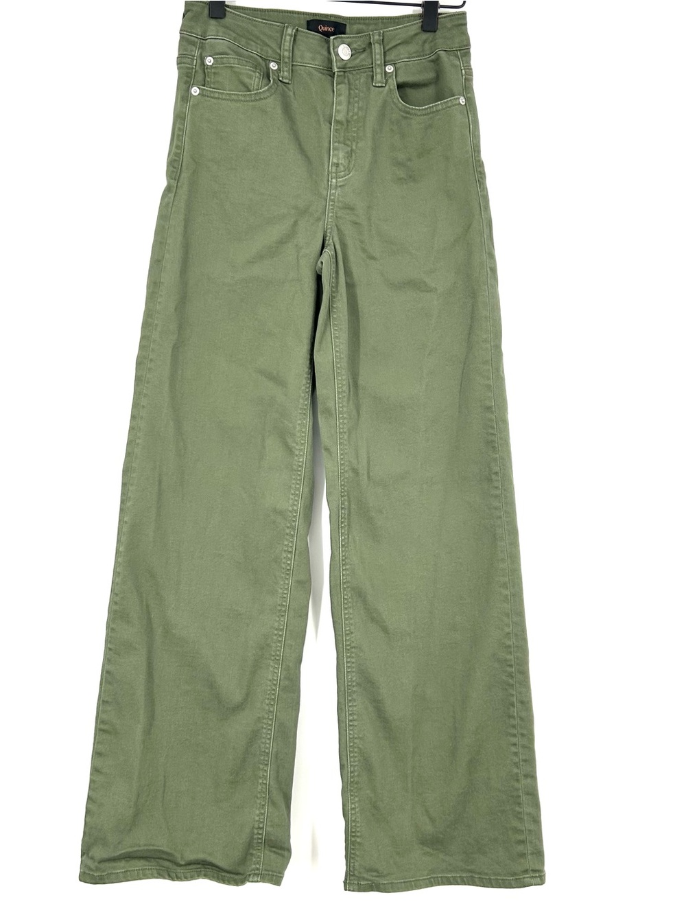 Quince Bella Stretch Wide Leg Jeans Olive Green